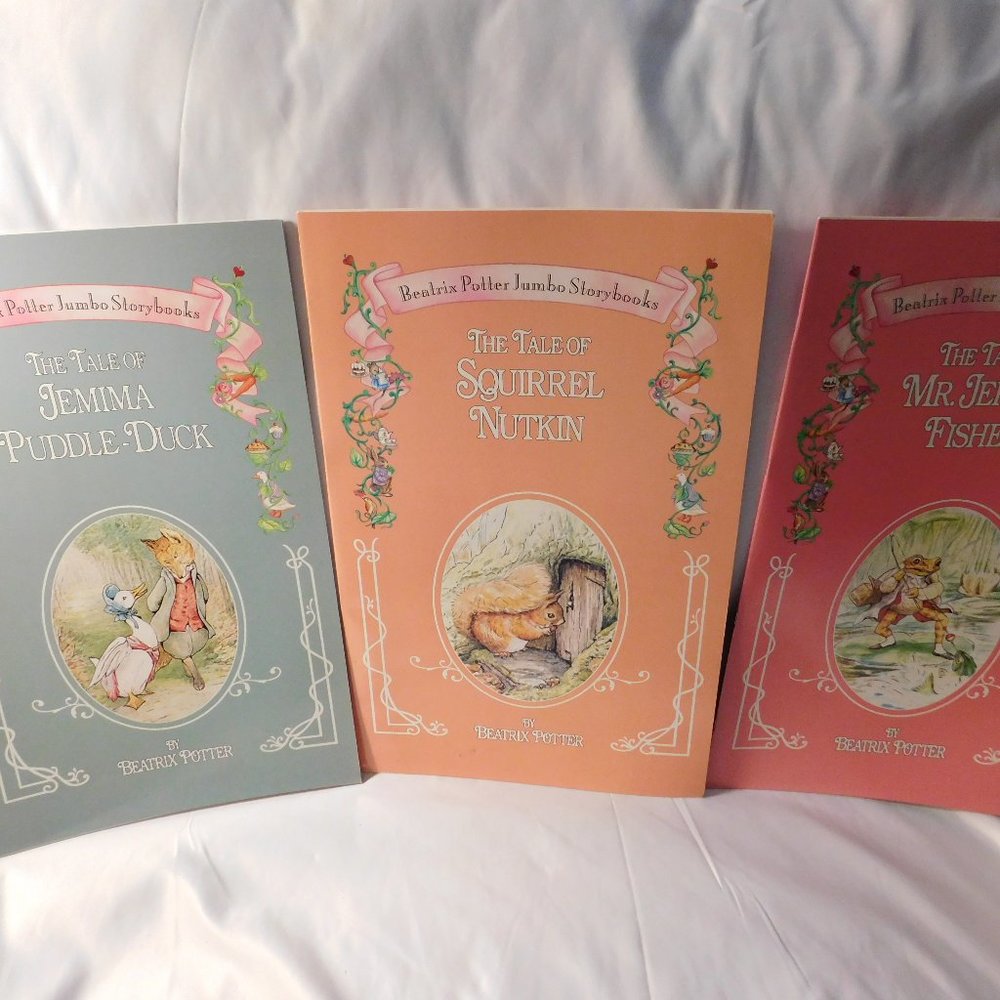 BEATRIX POTTER JUMBO STORY BOOKS SQUIRREL NUTKIN PUDDLE DUCK MR. JEREMY FISHER